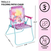 Dreamworks Trolls 3 Outdoor Portable Patio Chair With Folding Metal Frame Ages 3