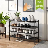 Bmosu 4Tier Bamboo Extended Shoe Rack Premium Stackable Shoe Shelf Storage Organizer For Hallway Closet Living Room Entryway Or