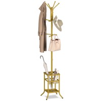 Yoobure Coat Rack Freestanding Coat Tree With Umbrella Holder Metal Coat Rack Stand With 12 Hooks Modern Coat Hanger Stand Fo