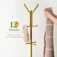 Yoobure Coat Rack Freestanding Coat Tree With Umbrella Holder Metal Coat Rack Stand With 12 Hooks Modern Coat Hanger Stand Fo