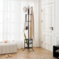 Yoobure Coat Rack Freestanding Coat Tree With Umbrella Holder Metal Coat Rack Stand With 12 Hooks Modern Coat Hanger Stand Fo