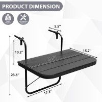 Sundale Outdoor Balcony Hanging Table For Railing Patio Bar Table With 3 Adjustable Height Fit From 3 To 6 For Deck Apart