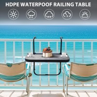 Sundale Outdoor Balcony Hanging Table For Railing Patio Bar Table With 3 Adjustable Height Fit From 3 To 6 For Deck Apart