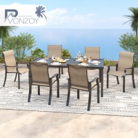 Vonzoy Outdoor Patio Dining Chairs Set Of 4  High Back Patio Chairs  All-Weather Textilene Outdoor Seating With Armrests For Lawn  Porch And Backyard (Brown)