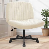 Orange Factory Criss Cross Chair With Wheels Armless Cross Legged Office Desk Chair Wide Comfy Vanity Rolling Swivel Modern Co