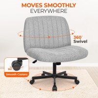 Orange Factory Criss Cross Chair With Wheels Armless Cross Legged Office Desk Chair Wide Comfy Vanity Rolling Swivel Modern Co