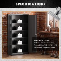 Greenvelly Metal Storage Cabinet With 2 Doors And 4 Adjustable Shelves Steel Garage Storage Cabinet With Lock 71 Lockable Fi