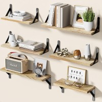 Amada Homefurnishing Wall Shelves Set Of 6 Wood Floating Shelves For Wall Decor Rustic Farmhouse Wall Shelves For Bedroom Bat