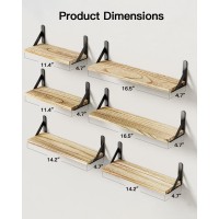 Amada Homefurnishing Wall Shelves Set Of 6 Wood Floating Shelves For Wall Decor Rustic Farmhouse Wall Shelves For Bedroom Bat