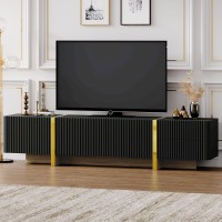 Merax Luxury Fluted Tv Stand For Televisions Up To 80 Modern Entertainment Center With Storage Cabinets Drawers And Golden