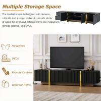 Merax Luxury Fluted Tv Stand For Televisions Up To 80 Modern Entertainment Center With Storage Cabinets Drawers And Golden