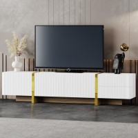 Merax Luxury Fluted Tv Stand For Televisions Up To 80 Modern Entertainment Center With Storage Cabinets Drawers And Golden