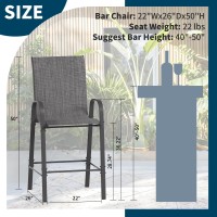 Amopatio Outdoor Bar Stools Set Of 8  Comfortable Bar Hight Patio Chairs  All-Weather Textile Patio Bar Stools  Sturdy High Back Outdoor Bar Chairs For Backyard  Porch  Balcony  Dark Grey