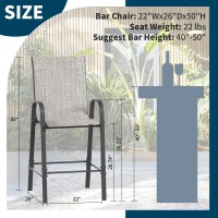 Amopatio Outdoor Bar Stools Set Of 6  Comfortable Bar Hight Patio Chairs  All-Weather Textile Patio Bar Stools  Sturdy High Back Outdoor Bar Chairs For Backyard  Porch  Balcony  Light Grey