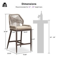 Purple Leaf Patio Sunbrella Counter Height Bar Stools 24 H Set Of 2 Modern Rattan Bar Chairs Aluminum Stool Outdoor Wicker Bar