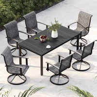 Grand Patio Outdoor Swivel Rocking Chair 6Piece Dining Chairs Set Mesh Sling Patio High Back Swivel Rockers Black Grey Plaid