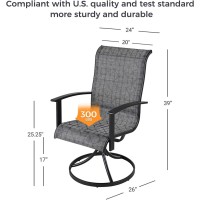 Grand Patio Outdoor Swivel Rocking Chair 6Piece Dining Chairs Set Mesh Sling Patio High Back Swivel Rockers Black Grey Plaid