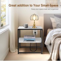 Tatub 20 End Table With Charging Station Industrial Square Side Table With Usb Ports Outlets Versatile 2Tier Small Nights