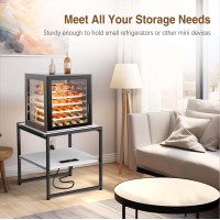 Tatub 20 End Table With Charging Station Industrial Square Side Table With Usb Ports Outlets Versatile 2Tier Small Nights