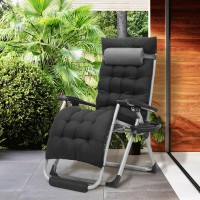 Monibloom Zero Gravity Lounge Chair With Cushion Padded Patio Anti Gravity Recliner Foldable Outdoor Lounger With Cup Holder T