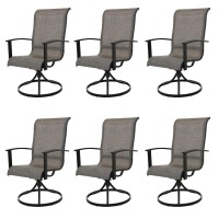 Grand Patio Outdoor Swivel Rocking Chair 6Piece Dining Chair Set Mesh Sling Patio High Back Swivel Rockers Mixed Coffee