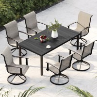 Grand Patio Outdoor Swivel Rocking Chair 6Piece Dining Chair Set Mesh Sling Patio High Back Swivel Rockers Mixed Coffee