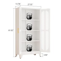 Paofin Metal Storage Cabinet Tall Kitchen Pantry Cabinets With Hollow Doors And Adjustable Shelves Freestanding Storage Cupboard