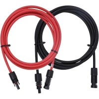 Renogy 20Ft 10Awg Solar Panel Pair Extension Cables Male And Female Connectors 1 Pair Red And Black