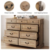 Linsy Home Farmhouse 9 Drawers Dresser For Bedroom Wood Bedroom Dresser Farmhouse Drawer Chest 9 Chest Of Drawer Tall Dresser