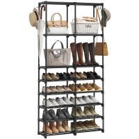 Wowlive 8 Tiers Black Narrow Tall Shoe Rack Organizer Metal Shoe Rack Shelf For Entryway Garage 3236 Pairs Stackable Shoe Rack