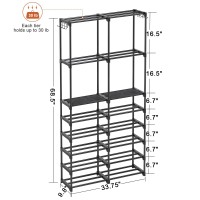 Wowlive 8 Tiers Black Narrow Tall Shoe Rack Organizer Metal Shoe Rack Shelf For Entryway Garage 3236 Pairs Stackable Shoe Rack