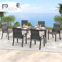 Vonzoy Outdoor Patio Dining Chairs Set Of 2  High Back Patio Chairs  All-Weather Textilene Outdoor Seating With Armrests For Lawn  Porch And Backyard (Grey)