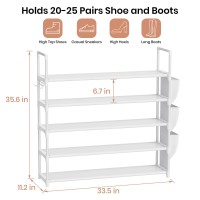 Vilick Shoe Rack For Closet Shoe Organizer Space Saver Storage For 2025 Pair Shoe Shelf With Hook And Side Pocket Free Standing