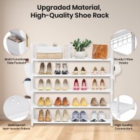 Vilick Shoe Rack For Closet Shoe Organizer Space Saver Storage For 2025 Pair Shoe Shelf With Hook And Side Pocket Free Standing