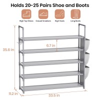 Vilick Shoe Rack For Closet Shoe Organizer Space Saver Storage For 2025 Pair Shoe Shelf With Hook And Side Pocket Free Standing