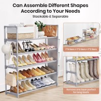 Vilick Shoe Rack For Closet Shoe Organizer Space Saver Storage For 2025 Pair Shoe Shelf With Hook And Side Pocket Free Standing