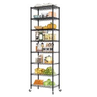 Singaye 8 Tier Shelf Organizer Storage Metal Shelves Garage Wire Shelving Unit Pantry Rack 2125 L X 115 W X 72 H Black