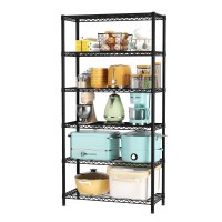 Singaye 6 Tier Shelf Organizer Storage Metal Shelves Garage Wire Shelving Unit Pantry Rack 36 L X 14 W X 72 H Black