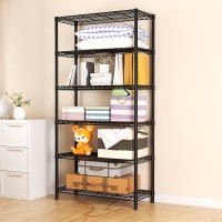 Singaye 6 Tier Shelf Organizer Storage Metal Shelves Garage Wire Shelving Unit Pantry Rack 36 L X 14 W X 72 H Black