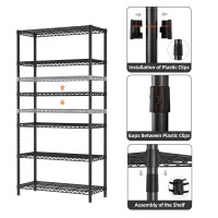 Singaye 6 Tier Shelf Organizer Storage Metal Shelves Garage Wire Shelving Unit Pantry Rack 36 L X 14 W X 72 H Black