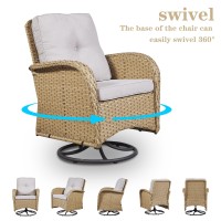 Belord Patio Swivel Glider Pe Wicker Chair  Outdoor Swivel Rocker Seating With Cushions For Porch Deck Balcony  Yellow/Beige