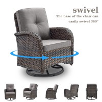 Belord Patio Swivel Glider Pe Wicker Chair  Outdoor Swivel Rocker Seating With Cushions For Porch Deck Balcony  Brown/Grey