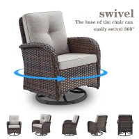 Belord Patio Swivel Glider Pe Wicker Chair  Outdoor Swivel Rocker Seating With Cushions For Porch Deck Balcony  Brown/Beige