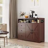 Dark Brown Farmhouse Storage Cabinet With Doors Drawers Sideboard Buffet Cabinet With Storage Kitchen Pantry Hutch Cabinet