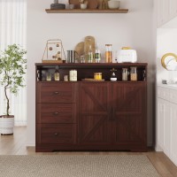 Dark Brown Farmhouse Storage Cabinet With Doors Drawers Sideboard Buffet Cabinet With Storage Kitchen Pantry Hutch Cabinet