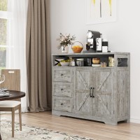 47L Farmhouse Buffet Storage Cabinet With Drawers Shelf Sideboard With Storage Kitchen Pantry Hutch Cabinet Coffee Bar St