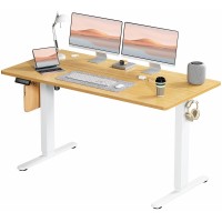 Smug Standing Desk Adjustable Height Electric Sit Stand Up Down Computer Table 55X24 Inch Ergonomic Rising Desks For Work Offi