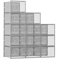 Foluck Shoe Storage Box 12 Pack Clear Plastic Stackable Shoe Organizer For Closet Interlocking Design Shoe Container Bins For