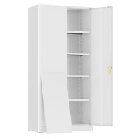 Greenvelly Metal Garage Storage Cabinet With 2 Doors And 4 Adjustable Shelves 72 H White Steel Lockable Storage Cabinet Tall