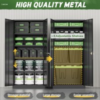 Greenvelly Metal Storage Cabinet Black Steel Garage Cabinet With 2 Doors And Adjustable 2 Shelves Metal Cabinet With Lock Garag